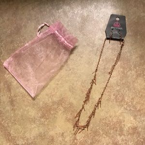 Paparazzi rose gold necklace and earrings
